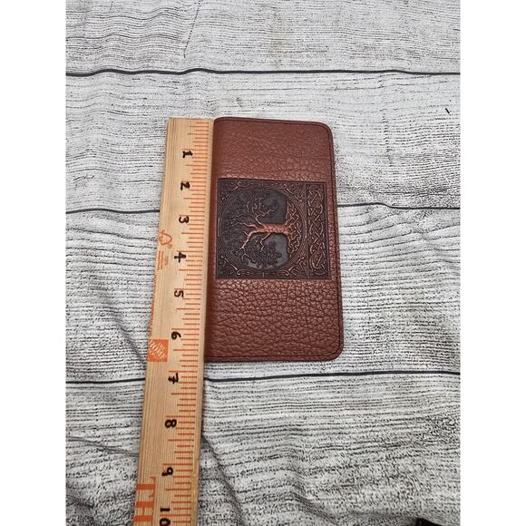 Oberon Design Pebbled Leather Check Book Cover - Brown With Tree - Picture 5 of 6